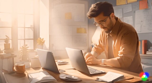 Gen-2 1309304009, A husband sits at a , cinematic, M 5