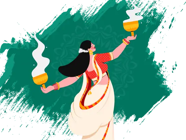 bengali woman doing durga puja illustration svg download png 5332029 1