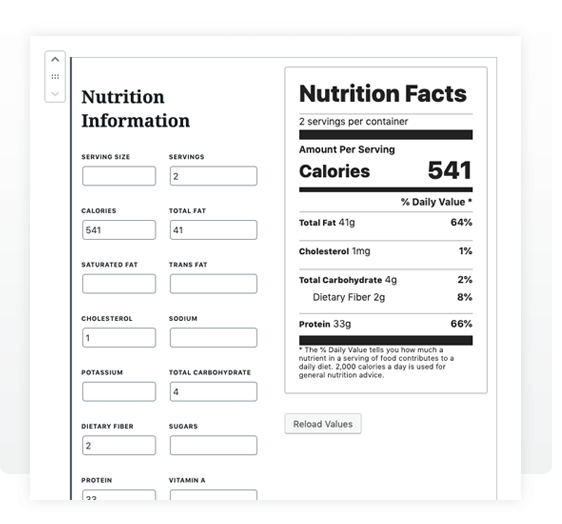 AI nutrition data for recipes