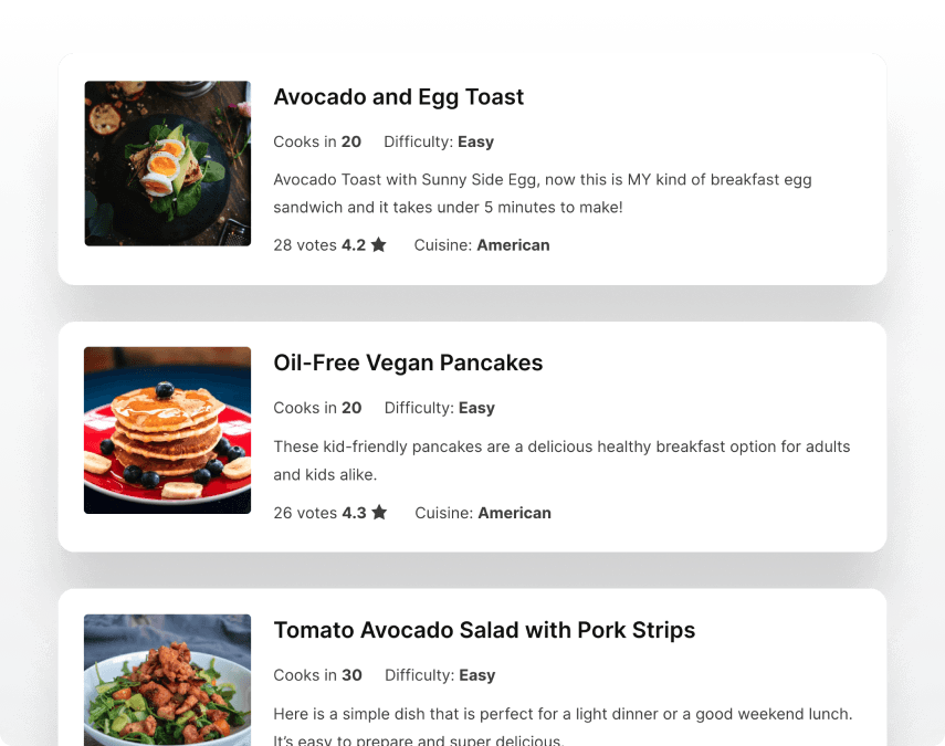Recipe Cards for Easy View Utsav Recipes