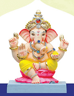 Ganesh Idol 15" Home Visarjan Kacchi Mitti (Eco Friendly - 146 (Diamond) - Assorted Colour - Only Berlin same day delivery