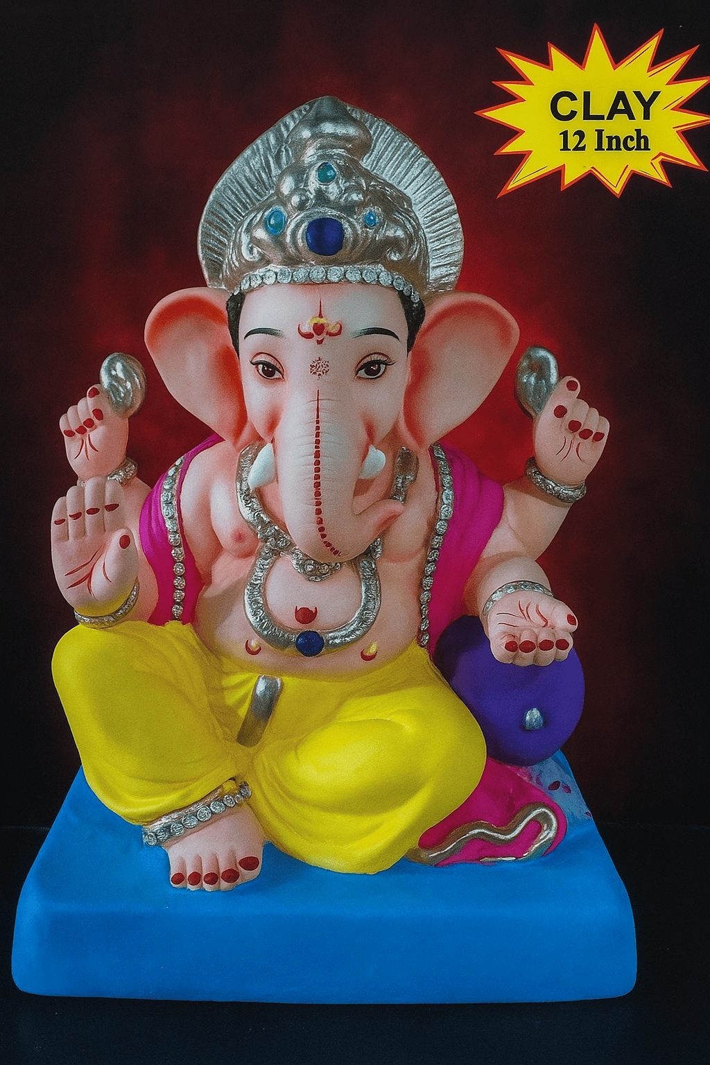 Ganesh Idol 12″  Home Visarjan Kacchi Mitti (Eco Friendly – 141 (Diamond) – Assorted Colour – Only Berlin same day delivery (Copy)