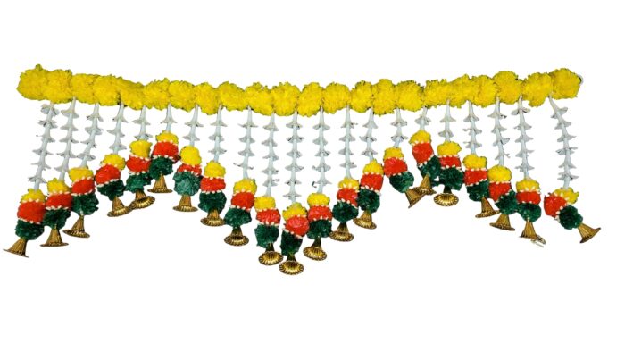 Marigold Toran With white flower Bandharwar - Image 1